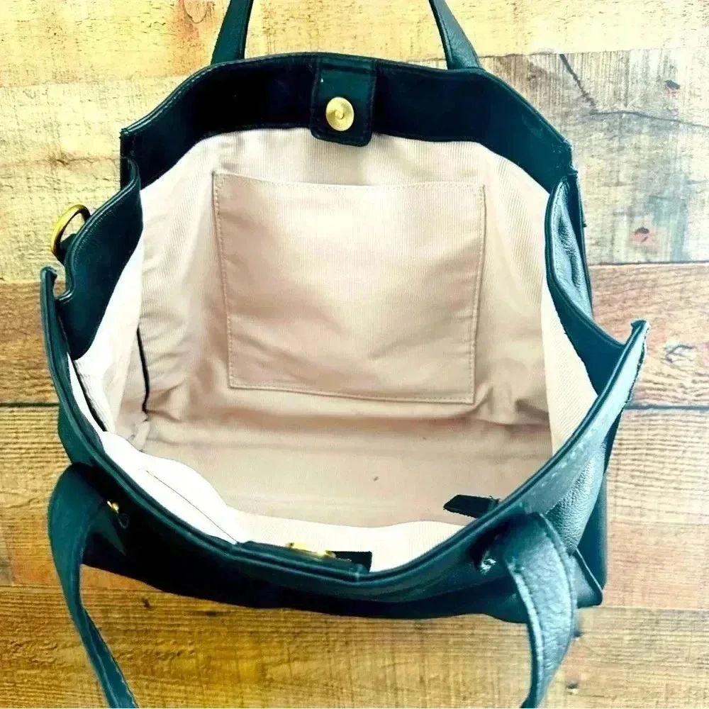Margot New York Black Casey Leather Crossbody Tote